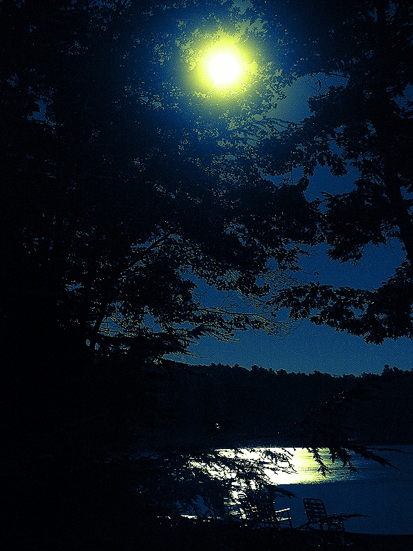 Moon over Thorndike Pond