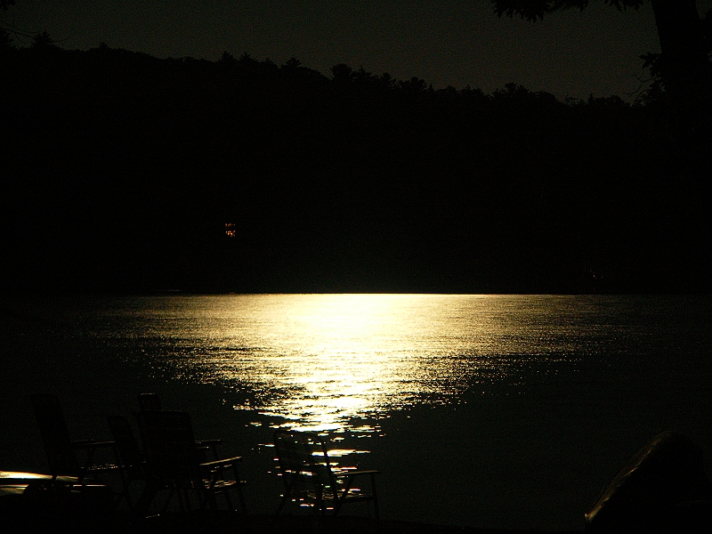 Moon over Thorndike Pond